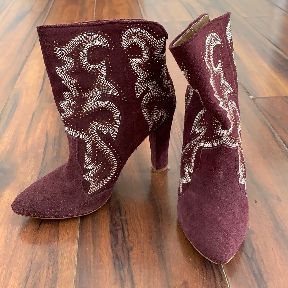 Purple western heeled boots